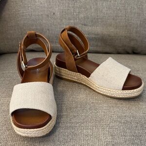 Girls Beige Canvas Espadrille Sandals